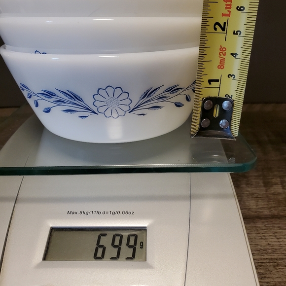 Federal Glass 3 Small Milk Glass Bowls. Blue Flowers. Vintage. - Picture 6 of 6